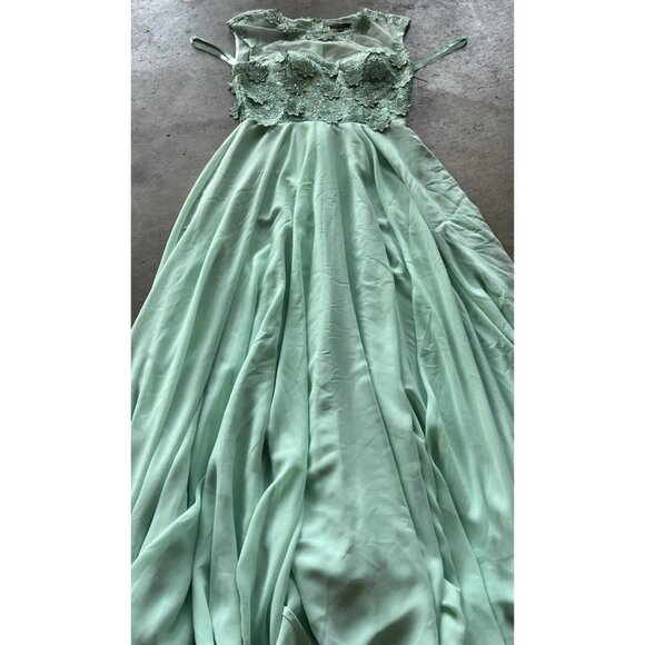 Vintage City Triangles Long Green Mint Dress Prom White Stones Women’s Sz 3 - Picture 2 of 16